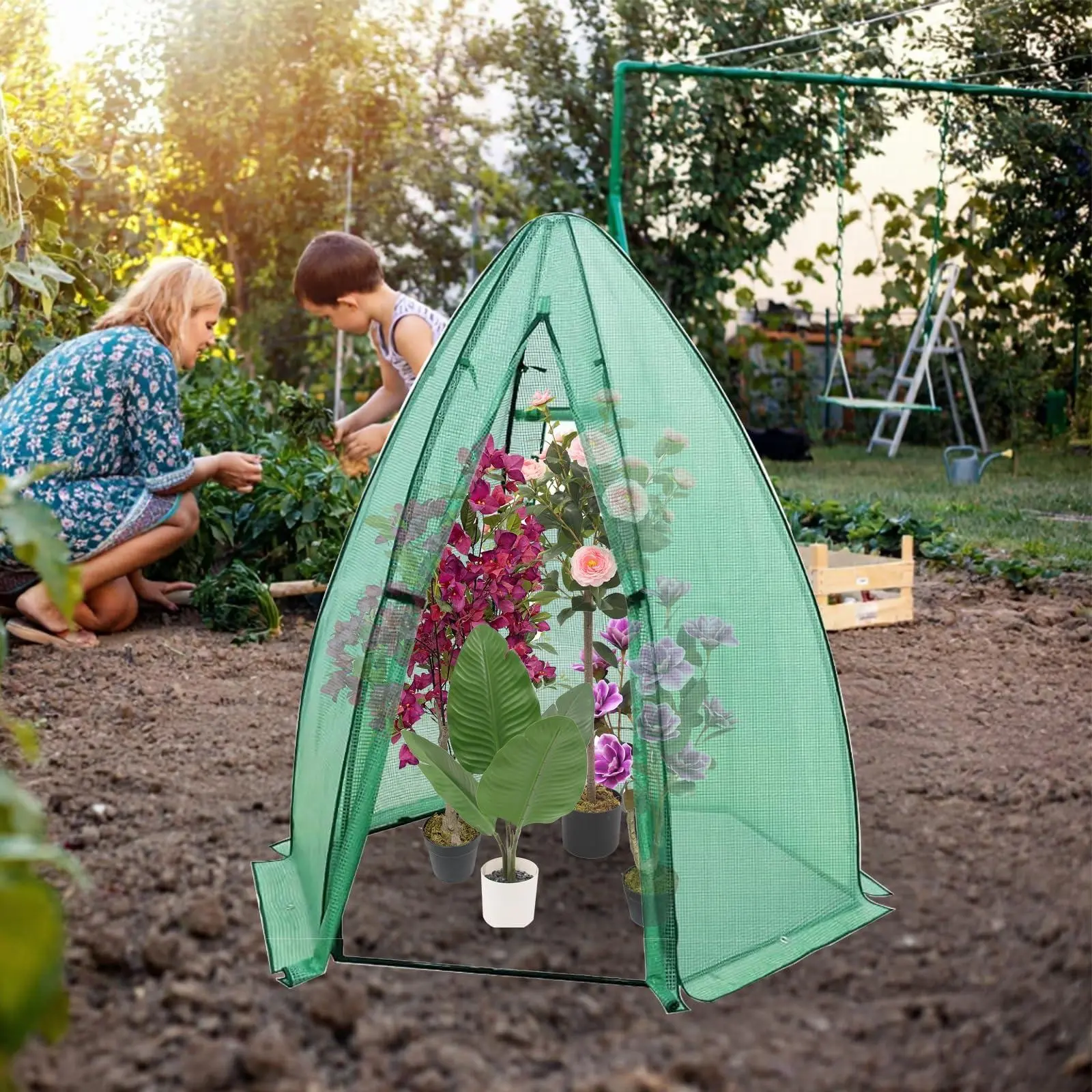 Garvee Heavy Duty Portable Greenhouse for Outdoor Plant Protection – 54"x54"x71" Garden Tent – Durable PE Cover, Zippered Door, Mesh Window – Ideal for Vegetables, Flowers, Fruits, Herbs –