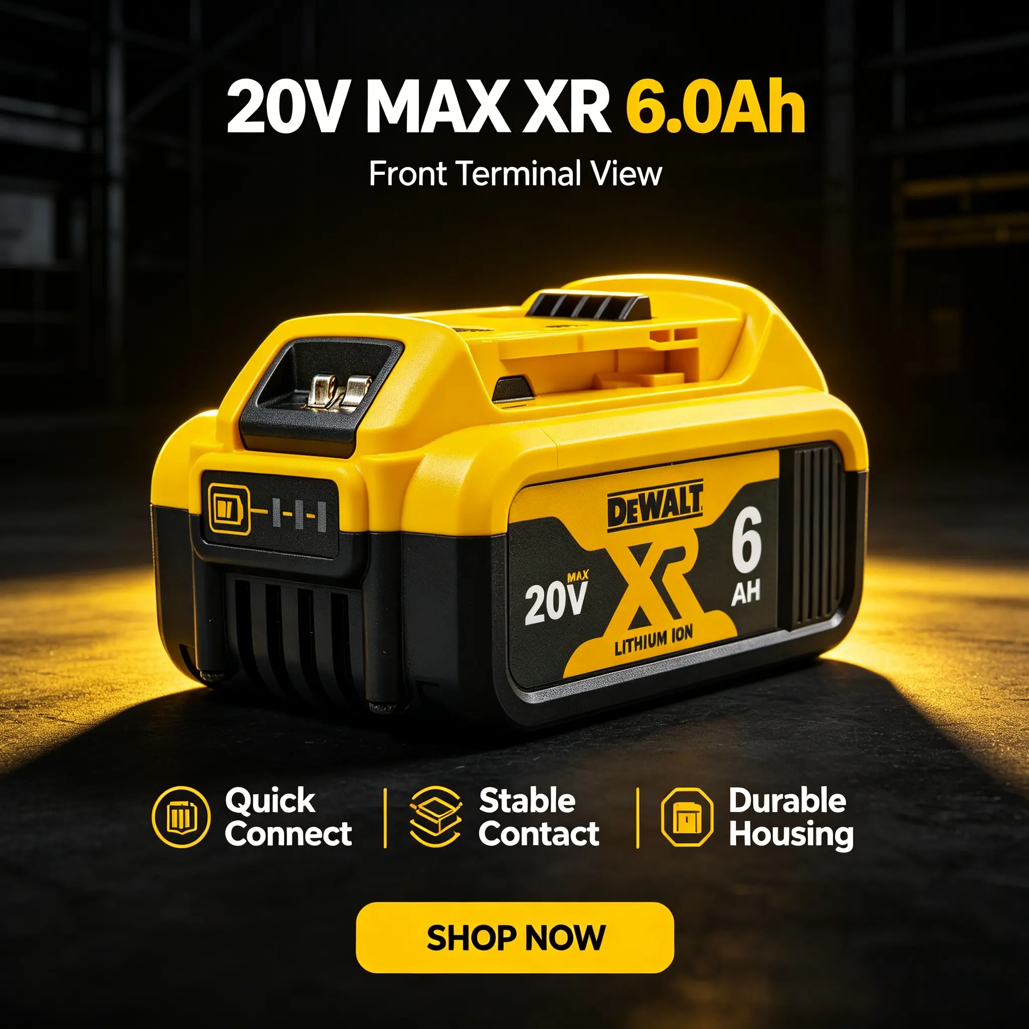 DEWALT 20V 6Ah Lithium XR Cordless Tool Battery, Rechargeable Power Tool Battery, Fast-Charging, Safe & Reliable Performance, Cordless Tool Batteries