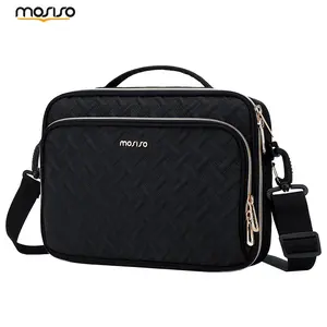 MOSISO Bible Cover for Women Men, Stylish Weave Rhombus Carrying Case with Handle & Adjustable Shoulder Strap, Multi-Pocket Zippered Bible Bag Organizer for Church, Study, Travel, Fits Standard & Large Bible Sizes
