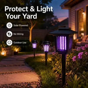 Solar Powered Mosquito Zapper Light, UV Insect Killer Outdoor Garden Stake Lamp, Dual Mode Mosquito Control & Pathway Lighting, Weather Resistant Easy Installation, Round & Square Sizes Available