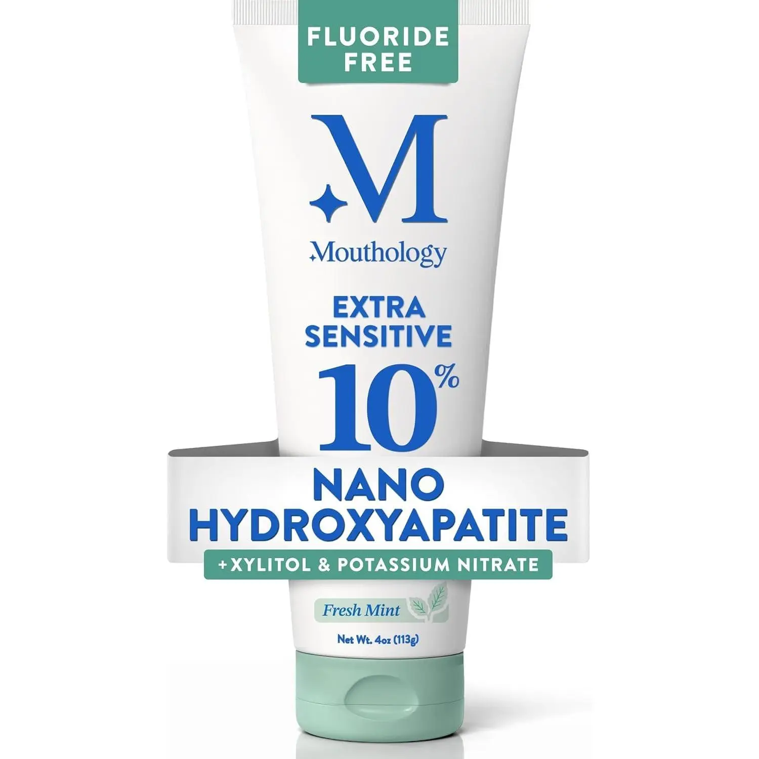 Mouthology 10% Nano Hydroxyapatite Toothpaste – Fluoride Free Whitening Toothpaste for Sensitive Teeth, Remineralizing Nano-Hydroxyapatite Formula, SLS Free with Xylitol, USA Made, 4oz