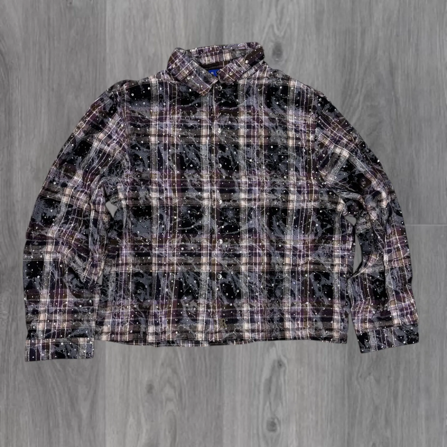 R3 - Rhinestone Button Down - PLUM - 231