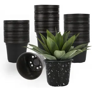 100 Packs 4 5 6 Inch Nursery Pots, Plastic Nursery Pots for Plants with Drainage Holes, Seed Starting Pots of Flower Plant Container for Succulents, Transplanting (100, 4 Inch)