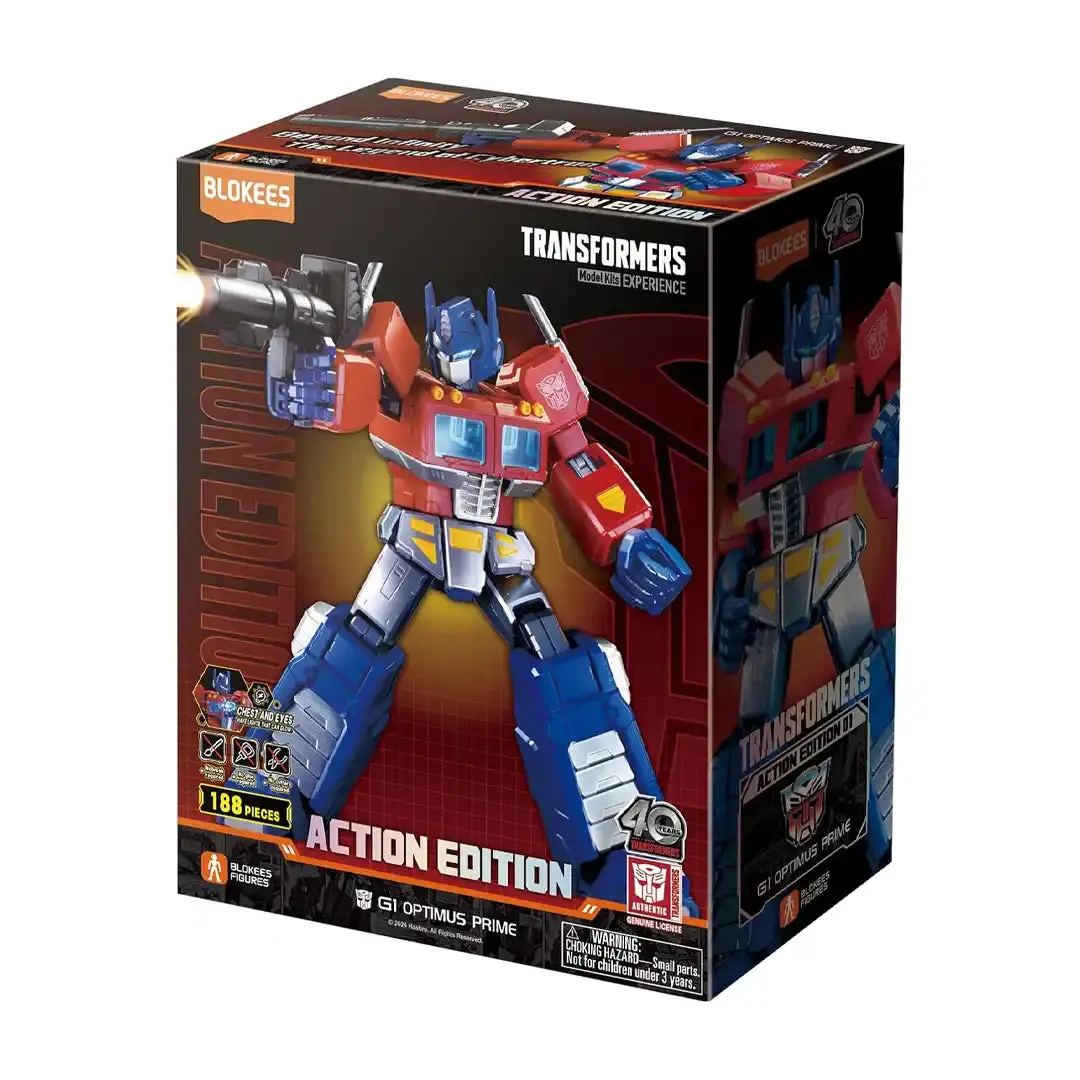 Blokees Transformers Optimus Prime Action Edition 01 Model Kit, 188-Piece Collectible Figure with Jet Pack and Articulated Hands, Collectibles