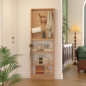 IRONCK Entryway Pegboard Organizer with Hooks,Hallway Storage Shelf for Entryway & Behind Door