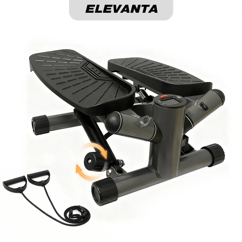 Upgraded Dual Drive Mini Stepper, Upgraded Air+Oil Dual-Drive System, Adjustable Resistance (Not Slope-Only), Ultra-Smooth Silent Space-Saving Twist Stair Climber with Resistance Bands 330lbs Heavy Duty Knee-Safe Home Workout Walking Pad Treadmills Walkab