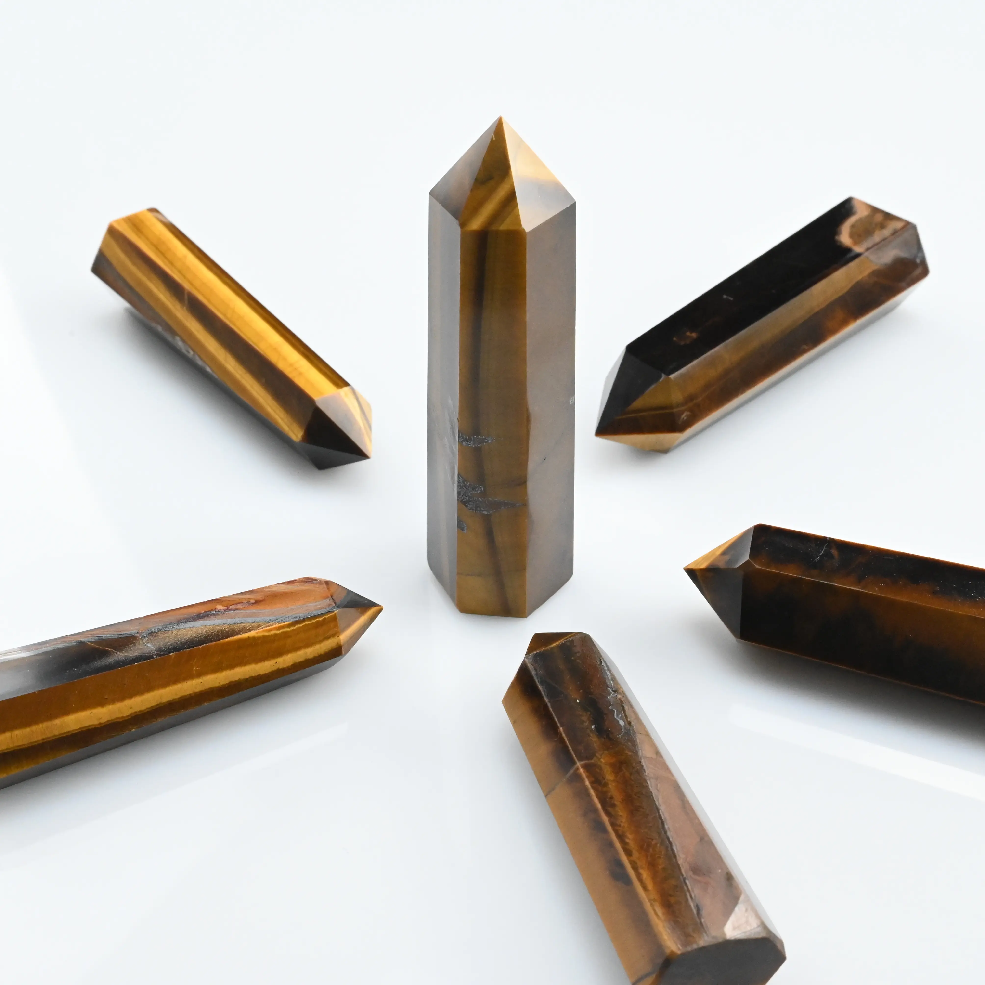 Handcrafted Golden Tiger Eye Crystal Tower, 70-100mm Natural Crystal Desktop Ornament for Forsunjewelry