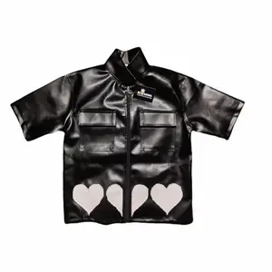 Accepted By God Vegan-Friendly Leather Jacket Women's Streetwear Statement Outerwear Dress Fashion Coats Black Shortsleeve Faith Meets Fashion - Womenswear