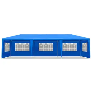 10'x30' Outdoor Party Tent with 8 Removable Sidewalls, Waterproof Canopy Patio Wedding Gazebo, Blue essentials camping