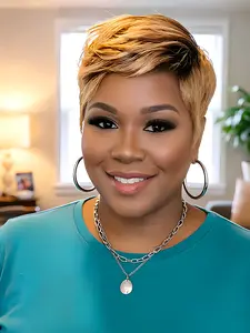 Pixie Cut Wig Human Hair for Women, Short Layered Pixie, 1b/30 Color, Full Machine Made, Stylish and Versatile Hairstyle