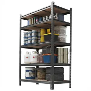 Heavy Duty 5-Tier Adjustable Metal Shelving Unit, 72" h x 48" w x 24" d Garage Storage Shelves for Basement, Warehouse, Pantry, Closet & Kitchen, Black