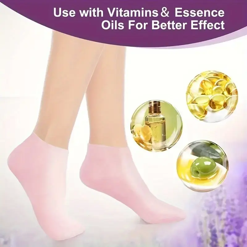 Soft Silicone Moisturizing Foot Covers - Hypoallergenic Cushioned Booties for Extremely Dry, Cracked Light Beige, at-home pedicure & manicure care, Nail Protection & Prevention - Easy Application, Comfortable Wear, Smooth Finish,