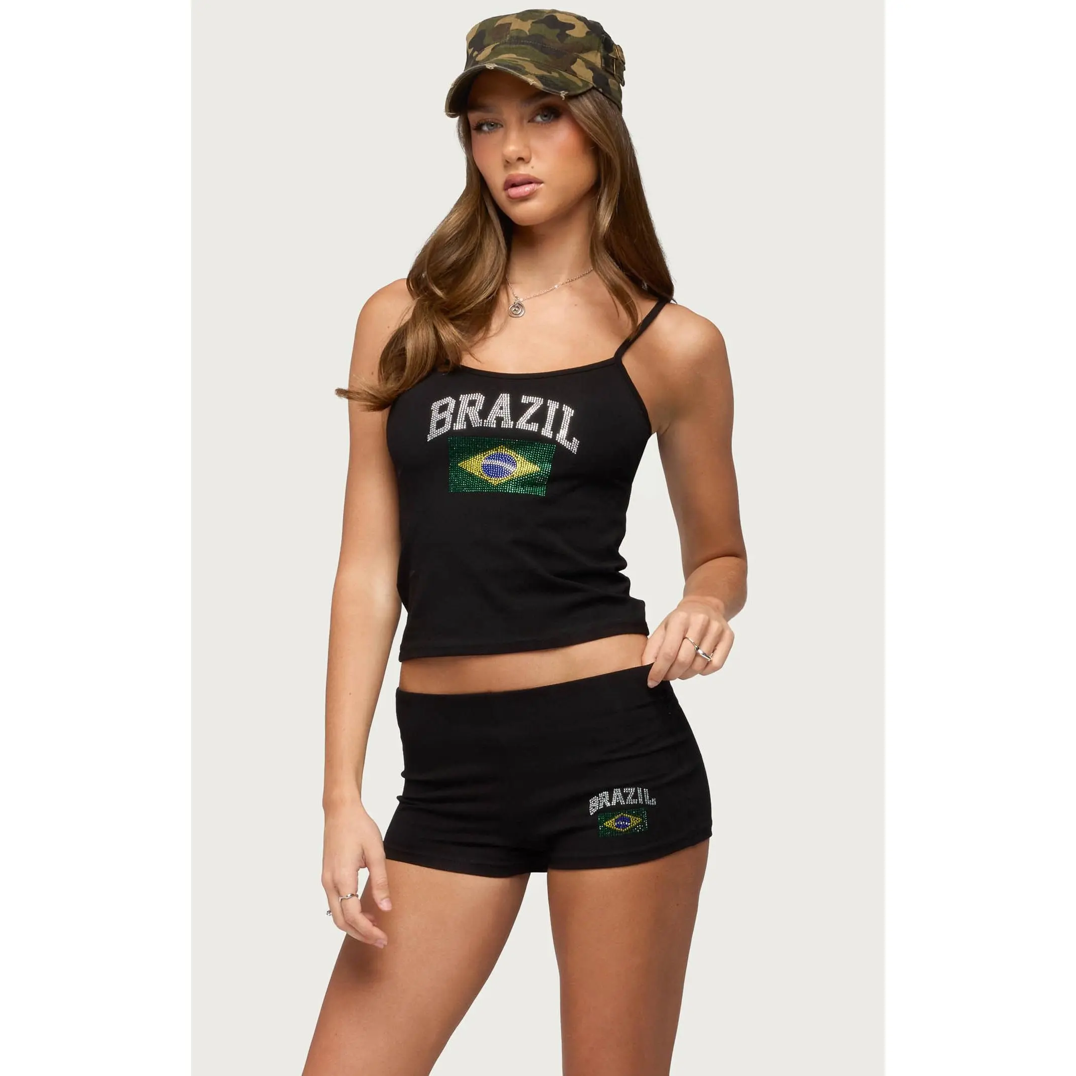 Edikted Women's Brazil Rhinestone Tank Top