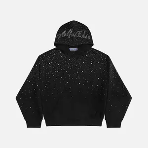 Aelfric Eden Rhinestone Hoodie, Vintage Washed Y2K Aesthetic, Oversized Star Graphic Sweatshirt, Unisex Urban Fashion Pullover, Hip Hop Streetwear