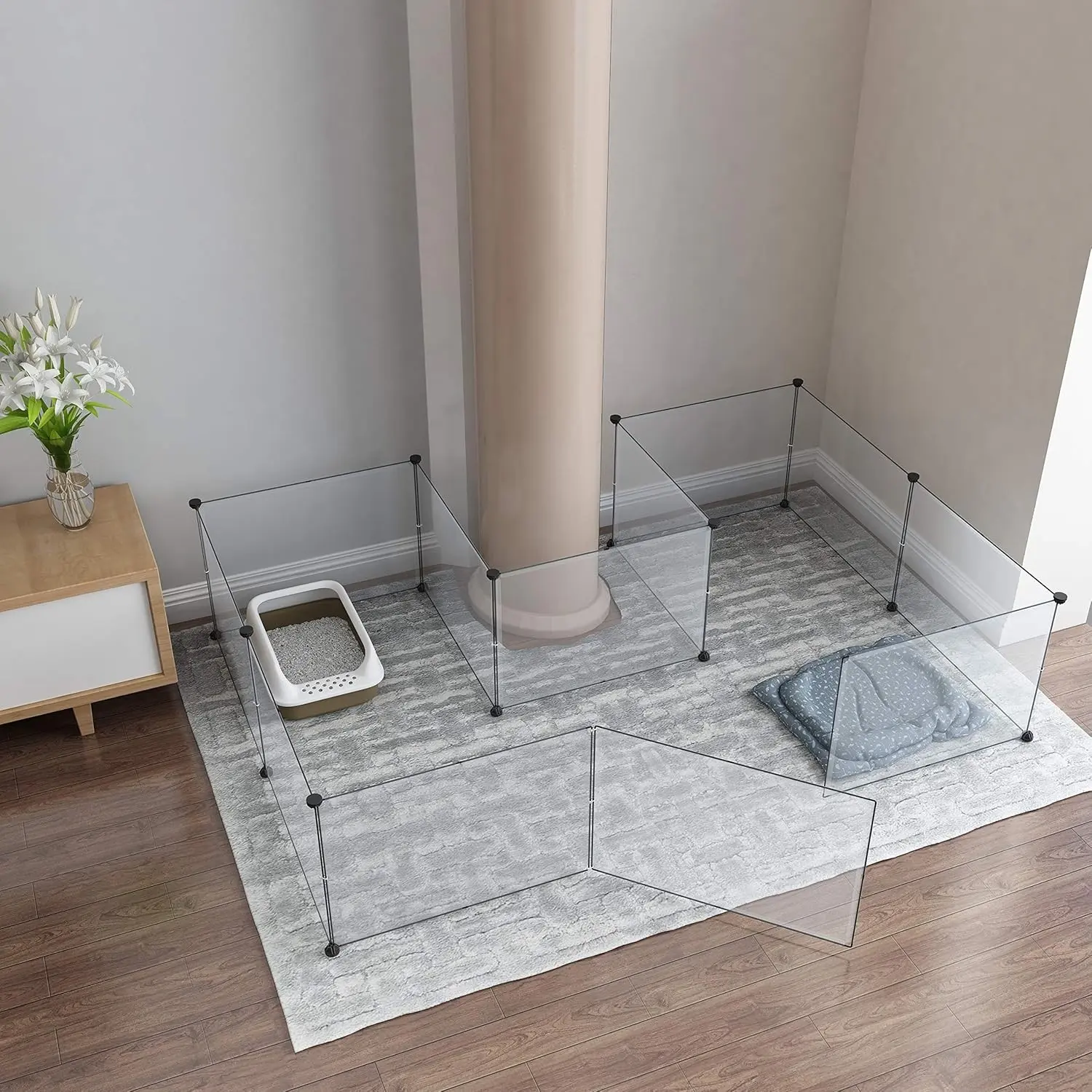 12 Panels Transparent Small Animals Playpen, Oversize 56" X 28" X 14" Portable Pet Playpen, Plastic Yard Fence Small Animals, Puppy Kennel Crate Fence Tent, Puppy Play Pen for Indoors Outdoor Pet Fence for Guinea Pigs, Bunny, Ferrets, Hamsters