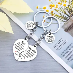 2pcs Dad Daughter Heart Matching Keychains Set for Father Daughter Gifts Christmas Birthday Fathers Day Presents for Dad from Daughters Dads Keychain Daughters Keychain Unique Dads Stuff