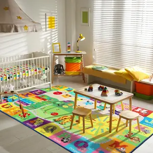 Kids ABC Educational Play Rug , Non-Slip Learning Carpet with Animals | Playroom, Bedroom & Nursery Room | Toddler Educational Area Mat-S