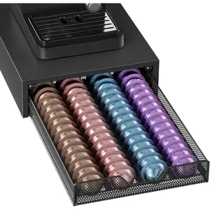 Nespresso Pod Holder, K Cup Holder, Coffee Pod Holder Organizer compatible with Nespresso Vertuo capsules, holds 60 small pods or 40 large pods, black