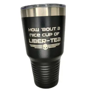 Liber-Tea 20, 30, and 40 ounce Stainless Steel Tumblers - Laser Engraved Tumbler