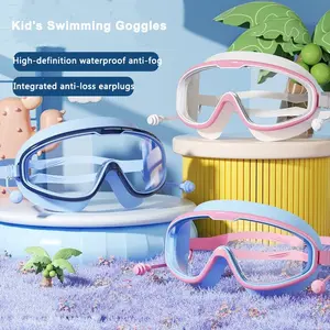 Swimming Goggles, Anti-Fog High-Definition, Non-Blinding Design, Durable Silicone Material, Ideal for Kids & Adults, Waterproof Earplugs