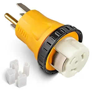 NEMA 14-50P to SS2-50R Twist Lock RV Generator Adapter, 50 Amp 14-50P RV Generator Plug to Shore Power Adapter, 125/250V for 50A Transfer  Power Inlet Box, RV Camper, Generator to House