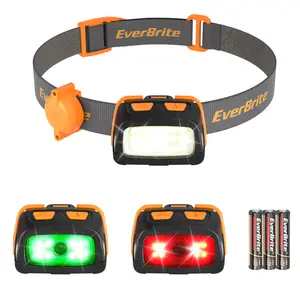 #JumpstartSale EverBrite Headlamp, 300 Lumens Head Lamp for Adults, 7 Modes with White/Red/Green Light, 30°Adjustable LED Headlight for Camping, Running, Hunting, 3 AAA Batteries Included