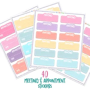 Meeting and Appointment Planner Stickers for Calendars & Journals - 40 Cute Stickers on Premium Matte Vinyl - Perfect for any Meeting or Appointment Planning & Organization - Design 2