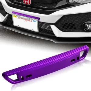 1 x JDM Purple Red Black Gold Or Silver Carbon Look Bumper Front License Plate Holder Relocate Bracket