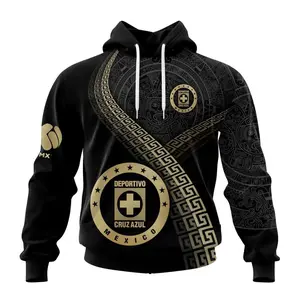 Hoodie LIGA MX Cruz Azul ST2401: Special Black & Gold Design for Ultimate Style & Performance!