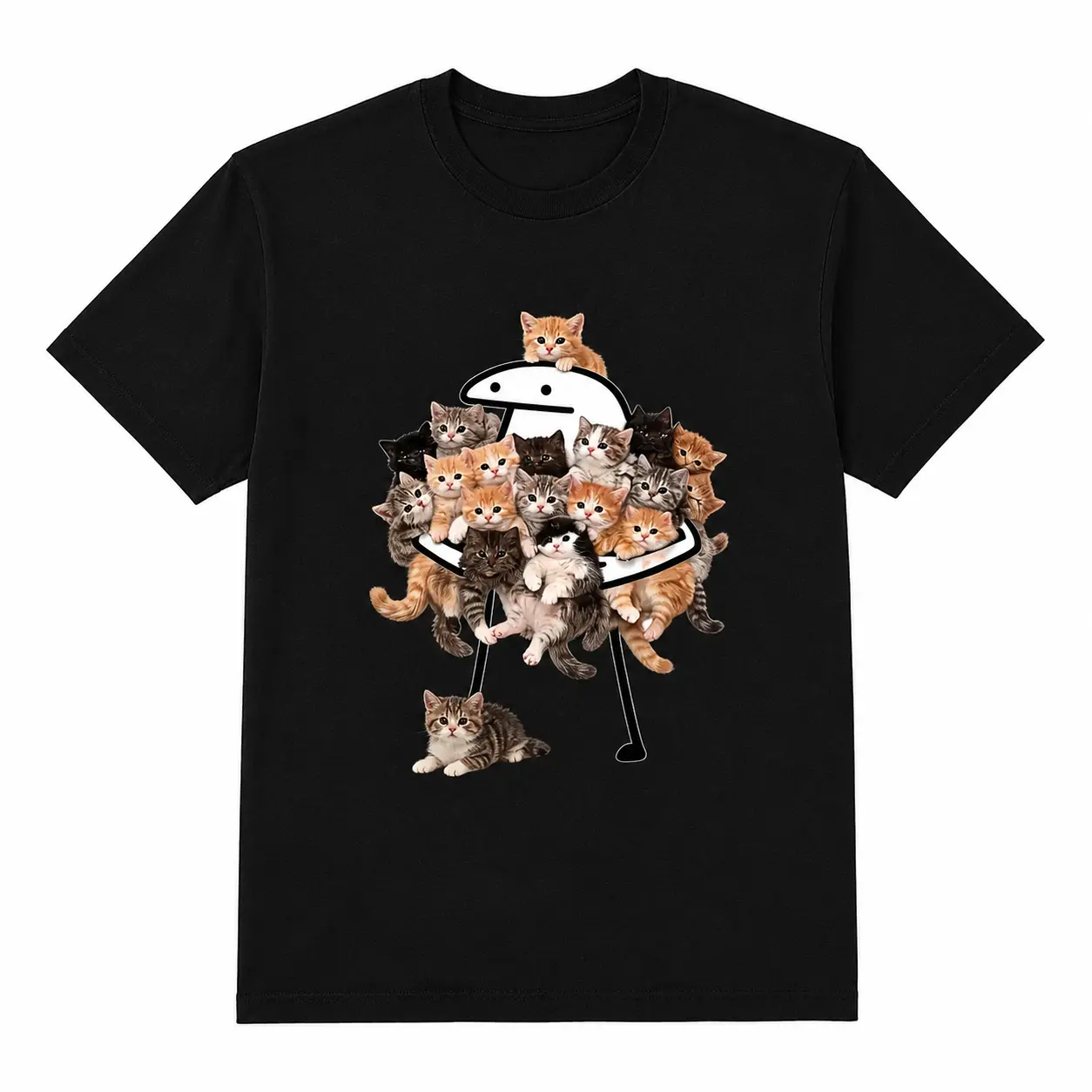 Cute Kitten Pile Cat Lover T-Shirt, Unisex Funny Cat Graphic Tee for Women Men, Cat Mom Cat Dad Pet Lover Gift Shirt