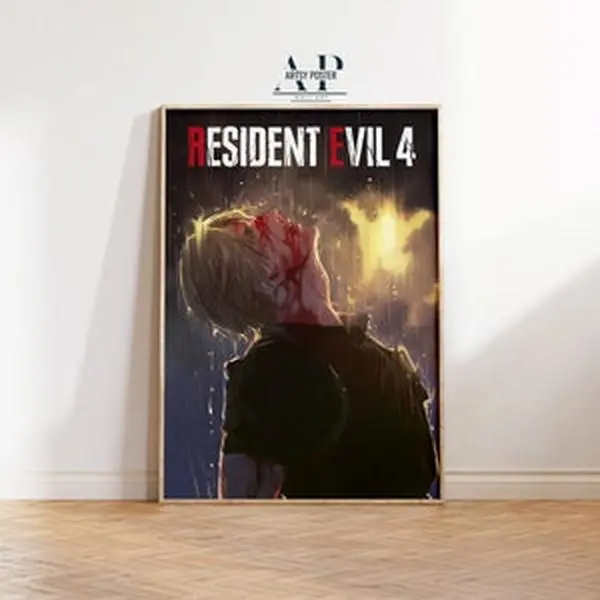 Resident Evil 4 Poster: Leon Kennedy, Horror Game Art Print
