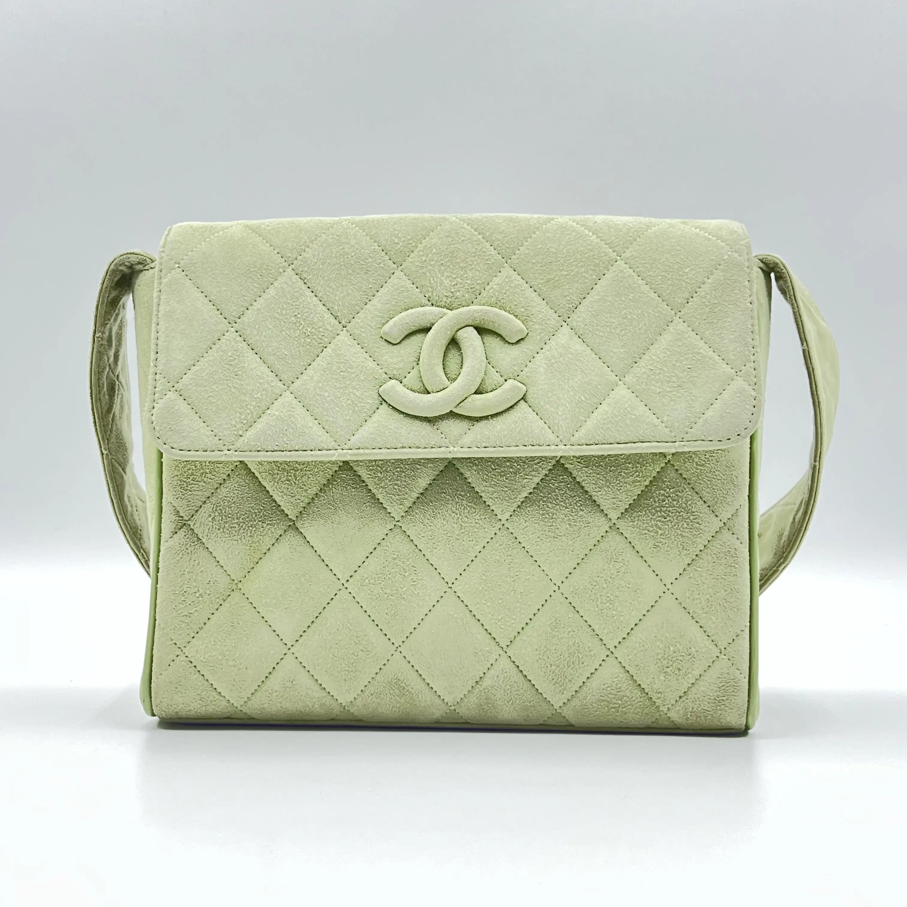 Pre-owned CHANEL Leather Crossbody Bags Forest Green Quilted Suede Shoulder Bag