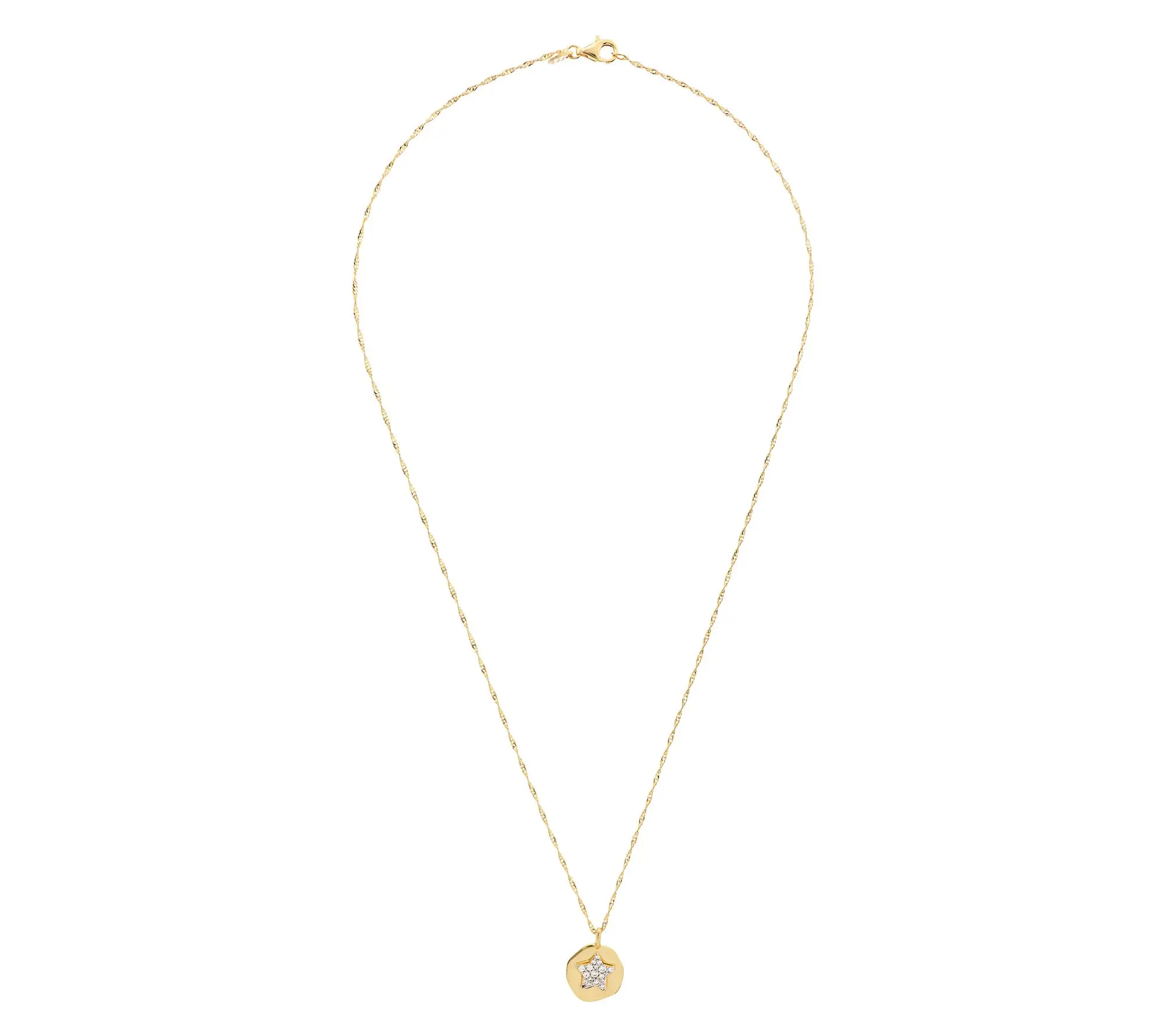 Diamonique Cross Motif Pendant w/ Chain, 14K Gold Plated