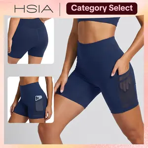 HSIA Aura Womens High Waisted Yoga Shorts with Pockets Cooling Mesh Splicing Workout Activewear Plus Size M-4XL