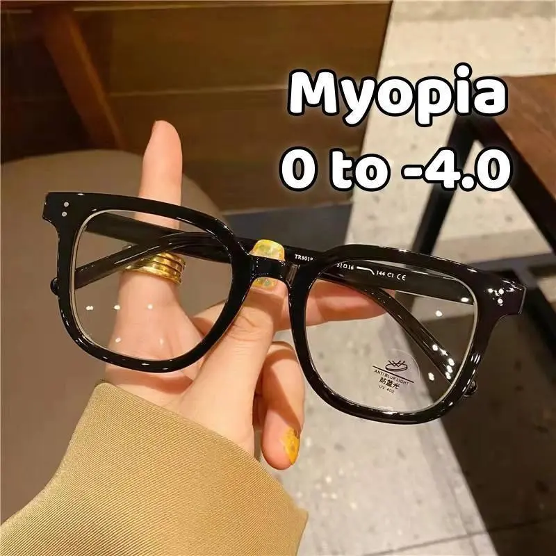 Myopia Glasses for Women, Retro Large Black Rectangular Statement Frame with Blue Light Blocking Lenses, Nerd Aesthetic for Daily Wear, Statement Frame Glasses, Large Frame
