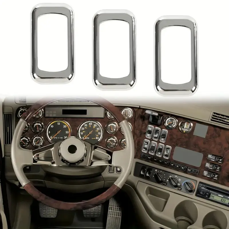 3/6pcs Chrome Rocker Switch Trim Bezel Decoration Sticker New Fit For Peterbilt Keworth Freightliner Upgraded Version G-PLUS