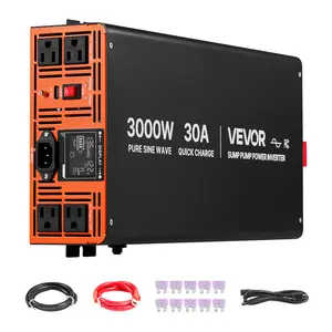 【fathersdaygift】VEVOR 3000W Sump Pump Battery Backup System, LCD Display, Auto Switches to Battery Inverter Power for Sump Pump, Pure Sine Wave, for Basement Protection Emergency Power Outage, Batteries Not Included