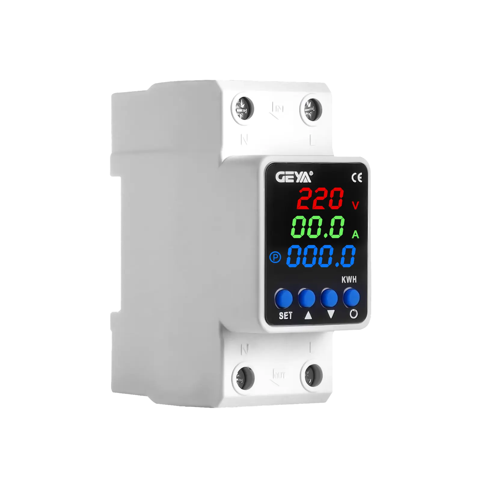 63A 2P Smart Voltage Protector, 110V/220V Adjustable Over/Under Voltage Relay with Energy Monitoring, Power Metering & Auto-Reset