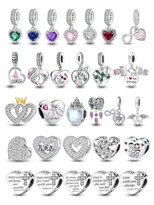 Mother's Day Gift Heart & Letter Design Beaded Charms, Fashionable Jewelry Making Kit for Bracelet & Necklace, DIY Jewelry Making Accessories for Women & Girls, DIY Pendants