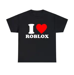 I Love Roblox Game Fan T-Shirt Virtual World Enthusiast Graphic Tee Casual Letters Print Casual Street Fashion