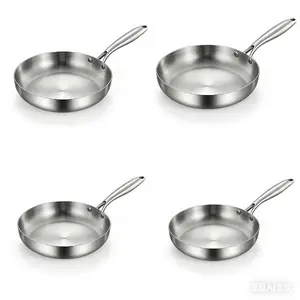 Tri-Ply Stainless Steel Frying Pan – Clad Cookware for Even Heating, Searing, and Sautéing