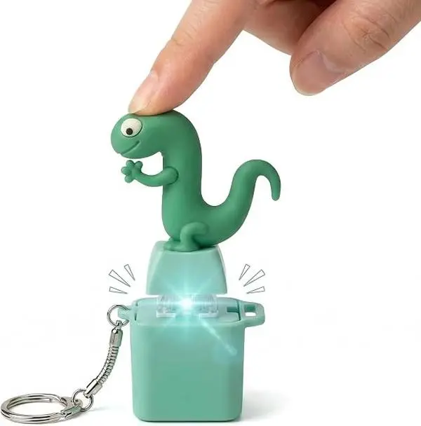 Lizard Keychain Sound Fidget Toy Keychain Rechargeable  LED Talking Clicker for Stress Relief & Sensory Fun Backpack Pendant Gift for Kids Adults