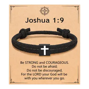 Easter Basket Stuffers Teen Boy Gifts Cross Bracelet Men Christian Religious Catholic Confirmation Communion Baptism for Teenage Kids Boys Son 8 12 14 16 18 13 15 Year Old Birthday