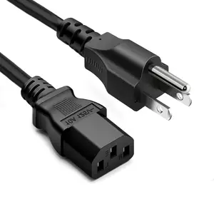 5ft (1.5m) 10 Amps 125 Volts Black 3 Prong AC Power Cord Cable for Electronics, TV, Computer, Printer, Radio, Monitor, Samsung, Dell, Vizio, LG, Asus, Laptop and More