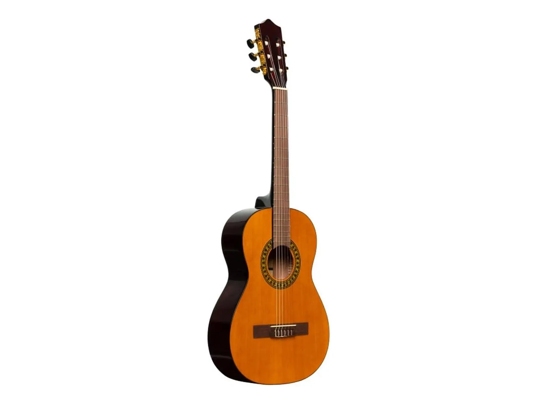 Stagg 3/4 Scale Stylish Classical Guitar - High Gloss Natural Finish, Spruce Top, Okouma Back and Sides, Black ABS Binding, Nato Neck, Walnut Fingerboard, Lyre Machine Heads, Truss Rod, Stylish Guitar