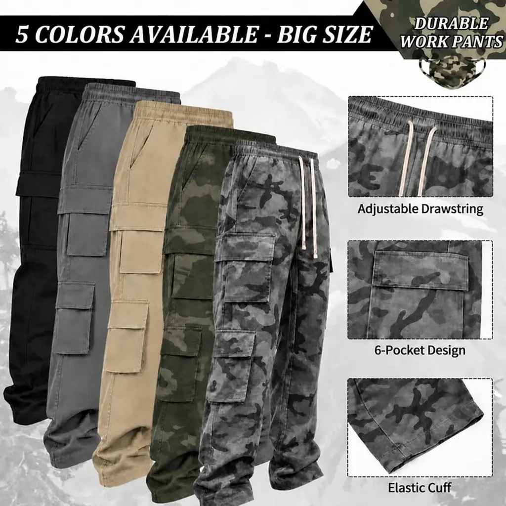 Retro Loose Cargo Pants - Classic fit, suitable for work and leisure, unique six-pocket design
