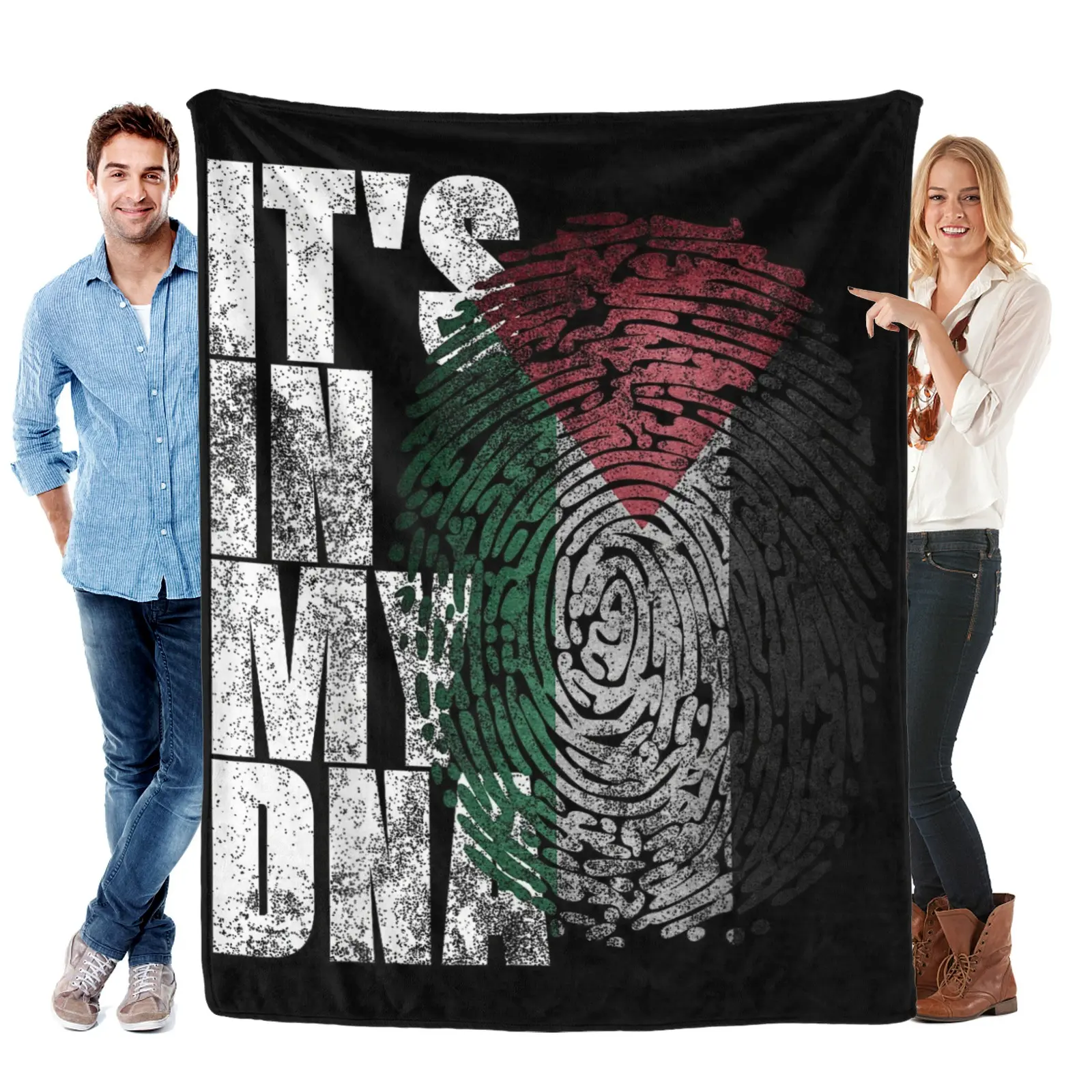 It's In My DNA Palestinian Shirt Arabic Gifts Palestine Flag Blanket Gift for Girls Boys Women Super Soft Flannel Blanket for Sofa Couch Bed Camping Travel - Plush Warm Home Decor for All Seasons, Customized, Durable, High-Quality Fabric, Plush Texture, F