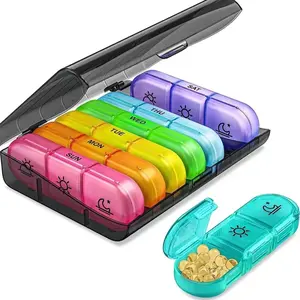 7 Days Pill Organizer, 1 Set Weekly Daily Pill Box, Weekly Cases Medicine Organizer, Vitamins and Medication Storage Box, Healthcare, Supplement Organizer