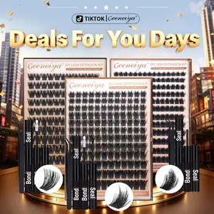 Geeneiya 100D Stack Spikes | Manga | Volume Lash Clusters Kit 3 Styles Wispy Thick Volume Eyelashes Clusters Kit with Bond & Seal And Tweezer Lashes Makeup Cosmetic DealsForYouDays