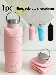 1Pc Collapsible Water Bottles Leakproof Valve Reusable BPA Free Silicone Foldable Travel Water Bottle for Gym Camping Hiking Travel Sports Lightweight Durable